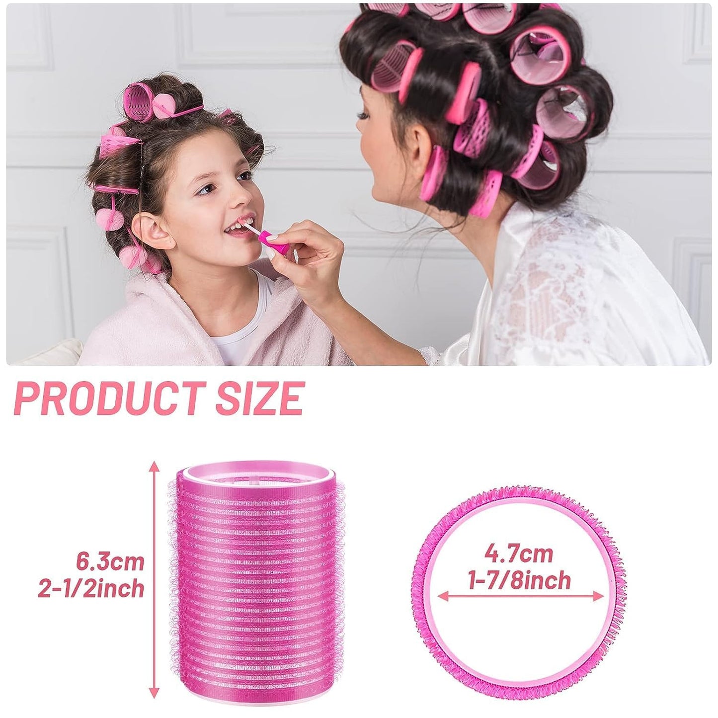 RellifeBuy multicolored Hair Curler Rollers for Women, 6pcs Self Grip Magic Hair Roller Clips Hairdressing Kit for Long Medium Short Hair with 12 Bang Clips & 1 Comb