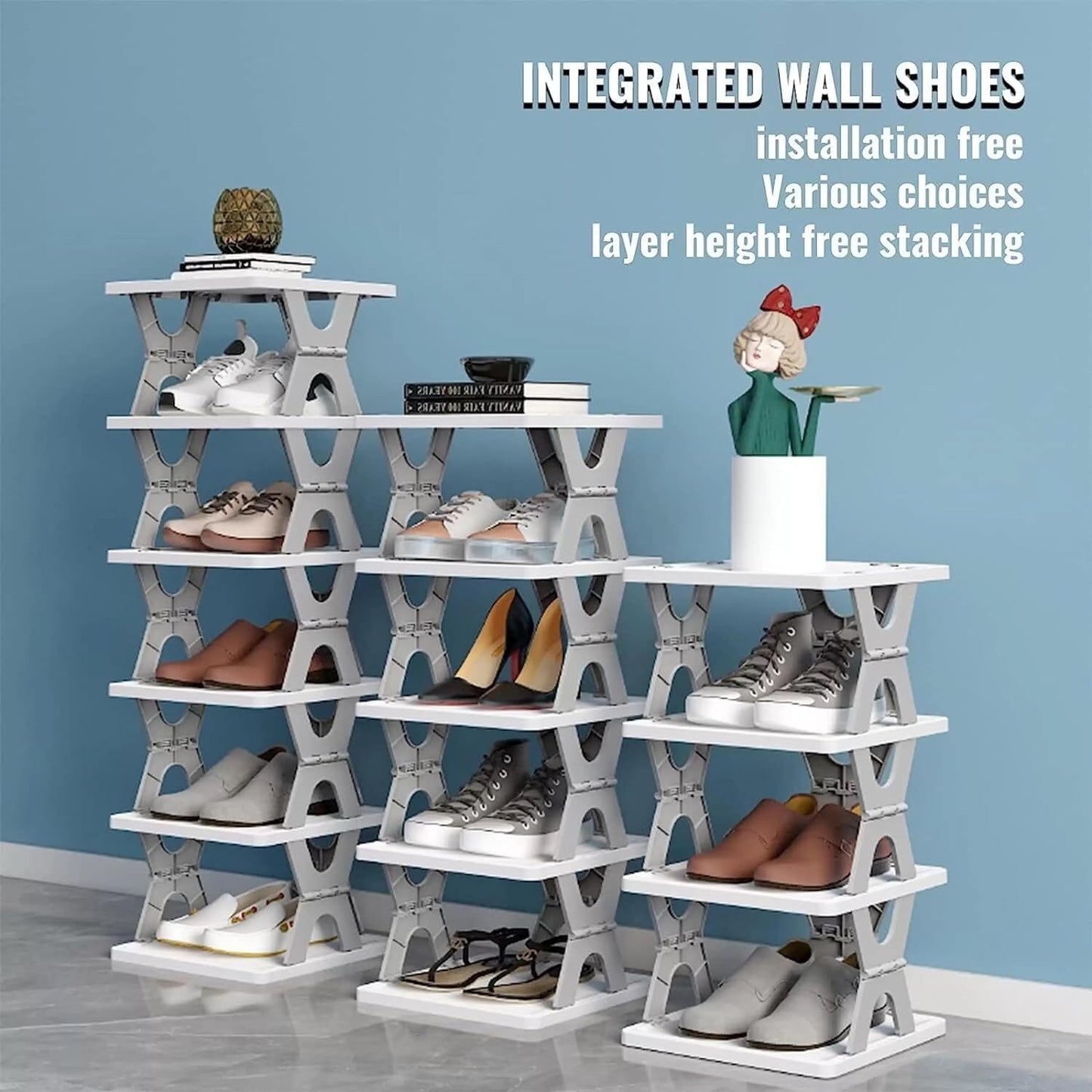 UK-0160 Shoe Rack, Layer Shoes Stand, Plastic Adjustable Shoe Rack, Folding, Easy Assembly and Stable in Structure