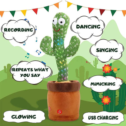 UK-0076 Dancing Cactus Toy for Babies Talking, Speaking, Recording | Repeat What You Say | Singing Electronic Pet for Toddlers | Swing and Sing Toy-Charger Cactus Toy Plant..