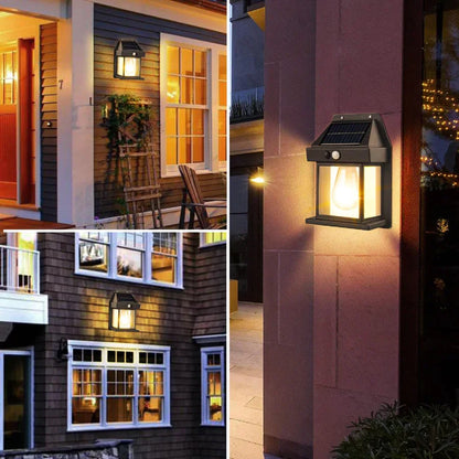 UK-0038 Tungsten Bulb led Solar Outdoor Garden Wall Light with Sensor Wireless ip65 Solar Wall lamp