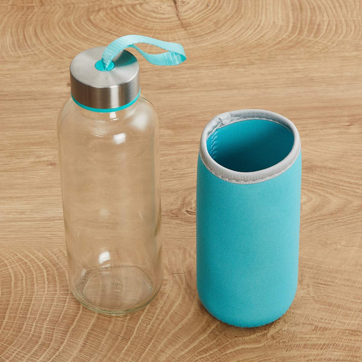 1199 Glass Water Bottle (500 ml) With Cover DeoDap