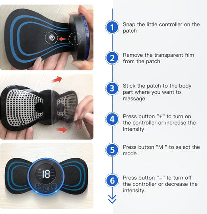 Body Massager,Wireless Portable Neck Massager with 8 Modes and 19 Strength Levels Rechargeable Pain Relief EMS Massage Machine for Shoulder,Arms,Legs,Back Pain for Men and Women