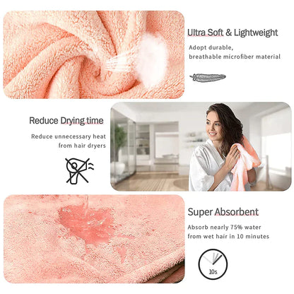 UK-0014 Hair Towel Wrap Absorbent Towel Hair-Drying Bathrobe Microfiber Bath Towel Hair Dry Cap Salon Towel