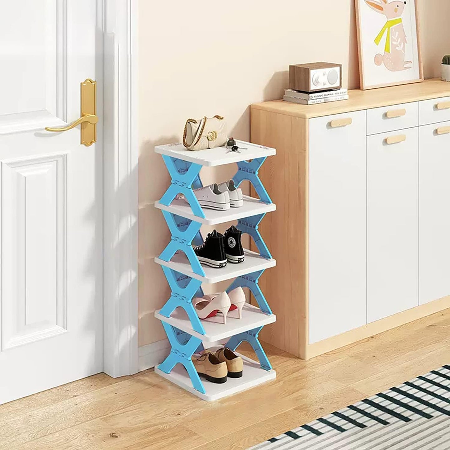 UK-0160 Shoe Rack, Layer Shoes Stand, Plastic Adjustable Shoe Rack, Folding, Easy Assembly and Stable in Structure