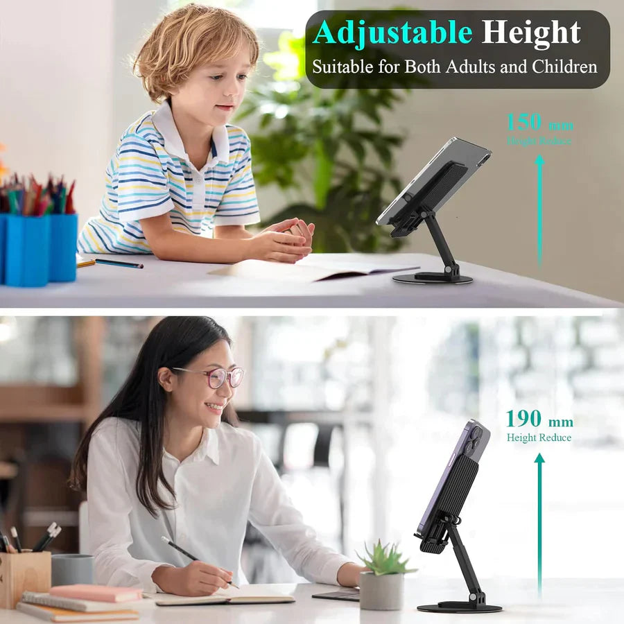 UK-0043 Mobile Rotatable Stand Height Adjustable iPhone Holder for Desk Portable Cellphone Stand Thick Case Friendly Compatible with All Mobile