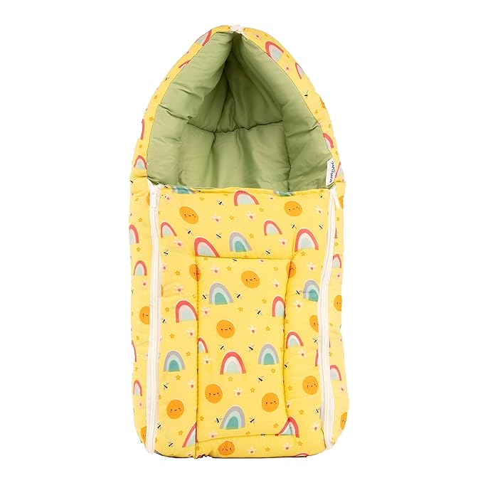 UK-0328 3 in 1 Baby Sleeping Bag & Carry Nest | Cotton Bedding Set for Infants & New Born Baby | Portable/Travel & Skin Friendly | 0-7 Months