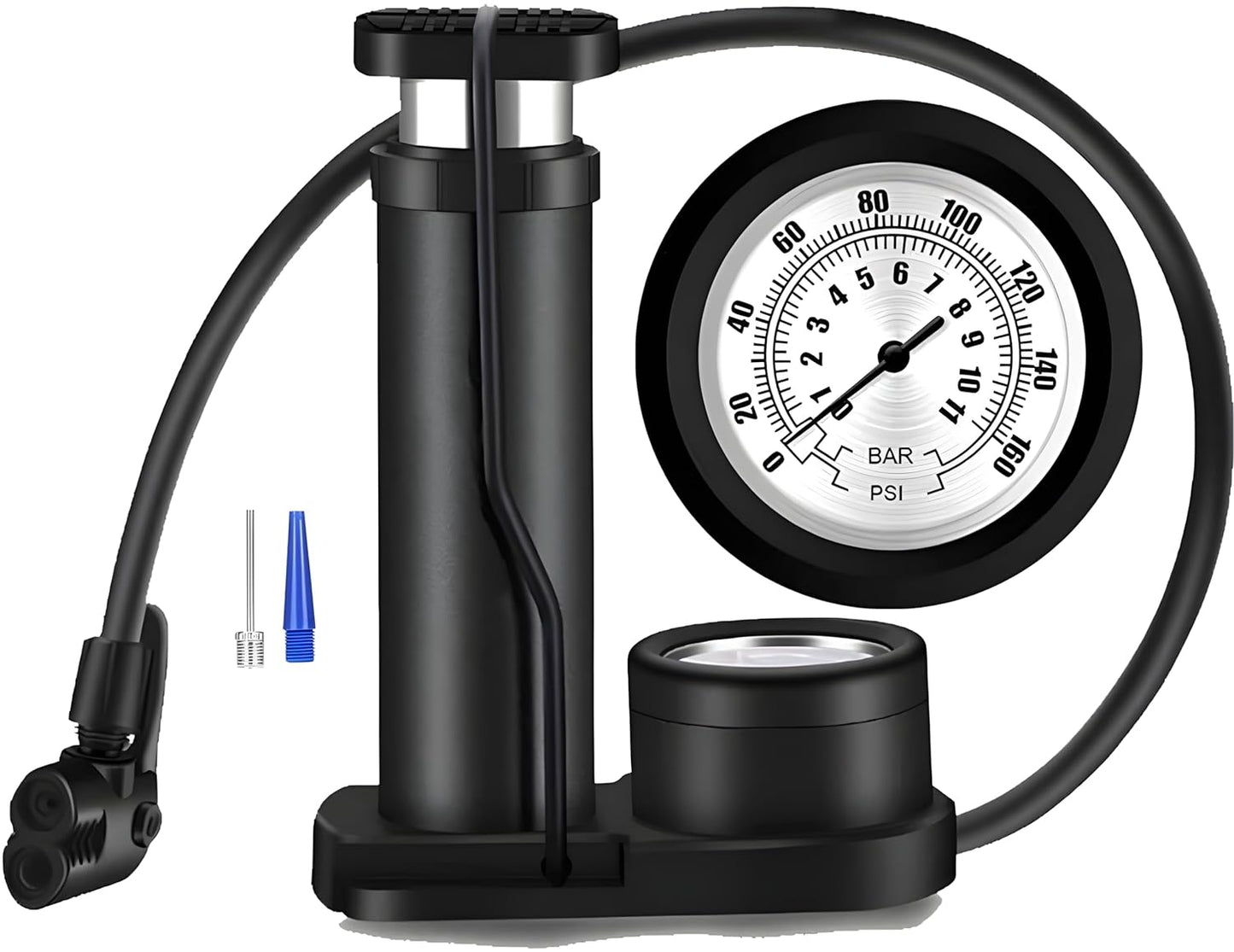 UK-0098  Portable High Pressure Foot Air Pump Heavy Compressor Cylinder with Pressure Gauge Floor Pump for Motorbike, for Cars, Bicycle, Football, Cycle Pump