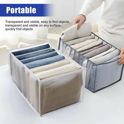 4069 Clothes Organizer +7 Grid, Drawer Wardrobe Clothes Organizer, Jeans Closet Cabinet Organizers, Portable Foldable Storage Containers DeoDap