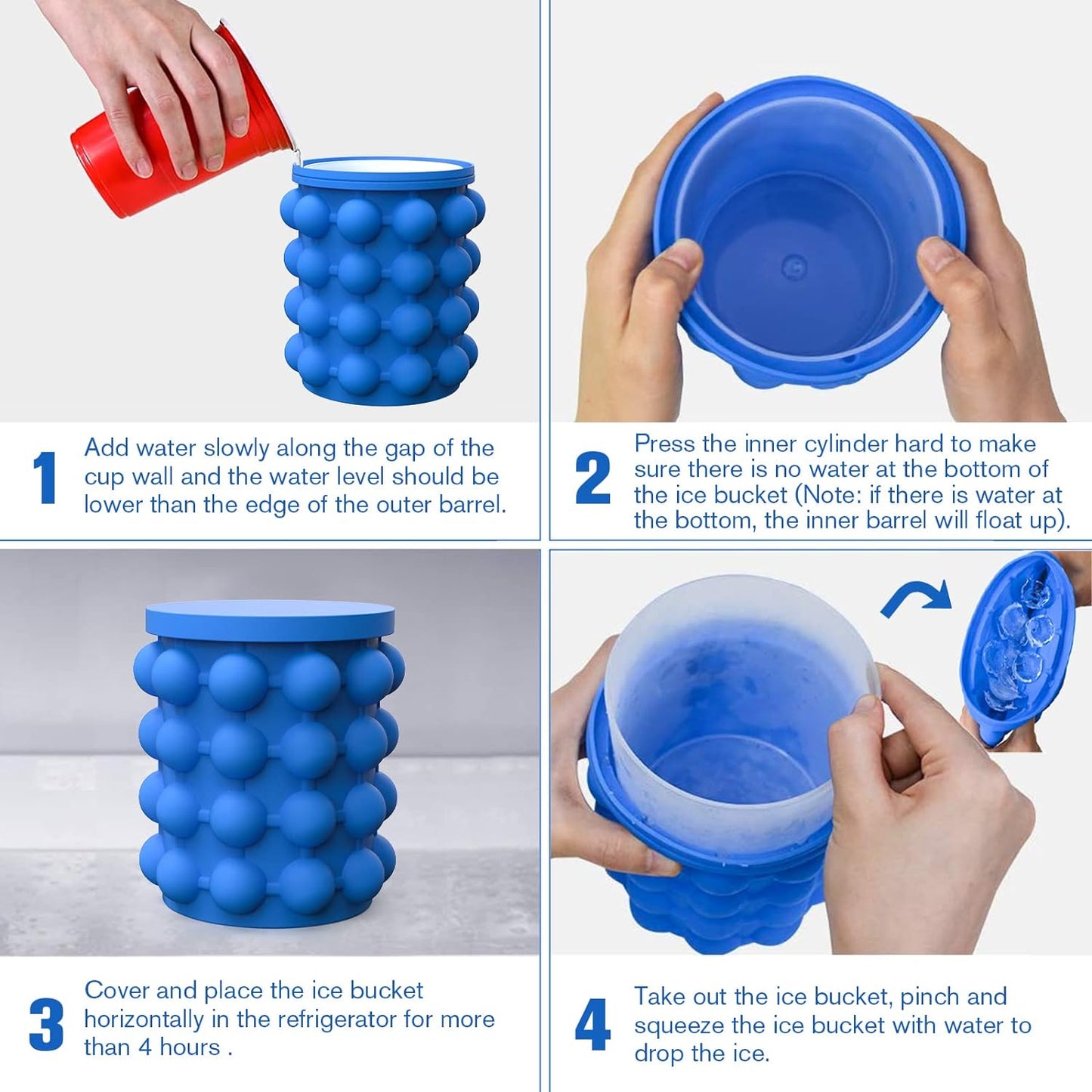 UK-0302 Silicone Ice Bucket The Revolutionary Space Saving Cube Maker