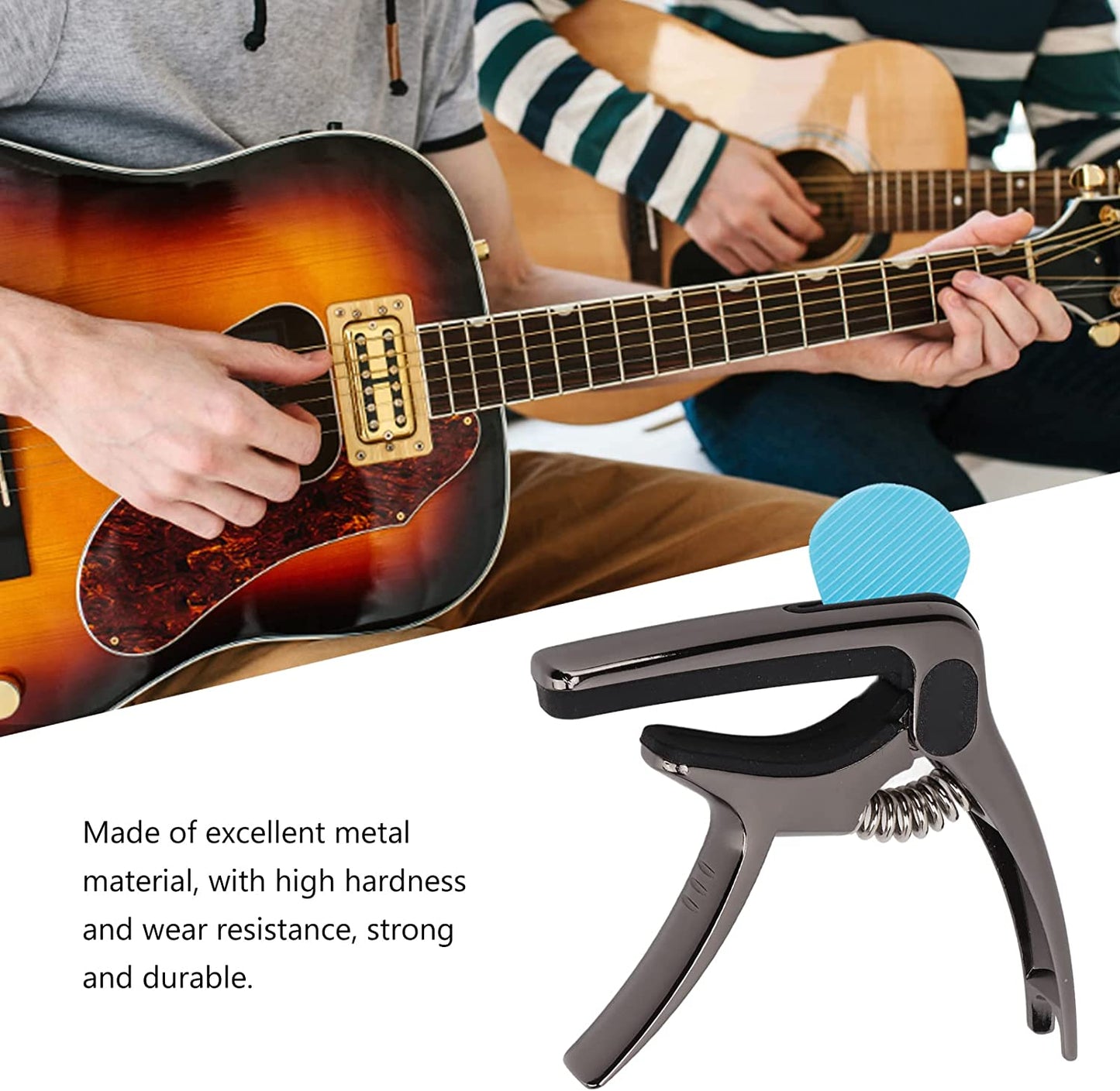 6141 Guitar Capo with Pickup Stand, Soft Pad for Acoustic and Electric Guitar Ukulele Mandolin Banjo Guitar Accessories DeoDap