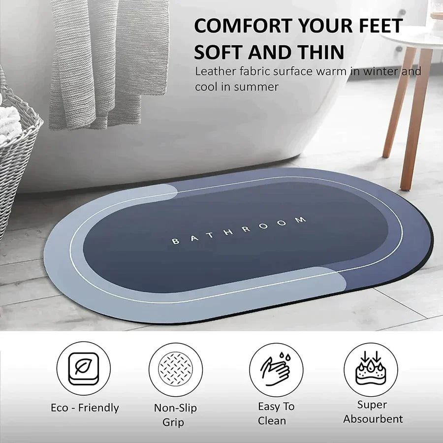 UK-0030 Floor Mat, Doormat, Bathroom Carpet Cushion Mat Bathroom mat Water Absorbing Non Slip Floor mat Quick Drying Water for Home Diatomite Door Mat Soft Silicone Super Absorbent(MULTI-DESIGN)