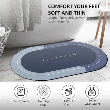 UK-0030 Floor Mat, Doormat, Bathroom Carpet Cushion Mat Bathroom mat Water Absorbing Non Slip Floor mat Quick Drying Water for Home Diatomite Door Mat Soft Silicone Super Absorbent(MULTI-DESIGN)