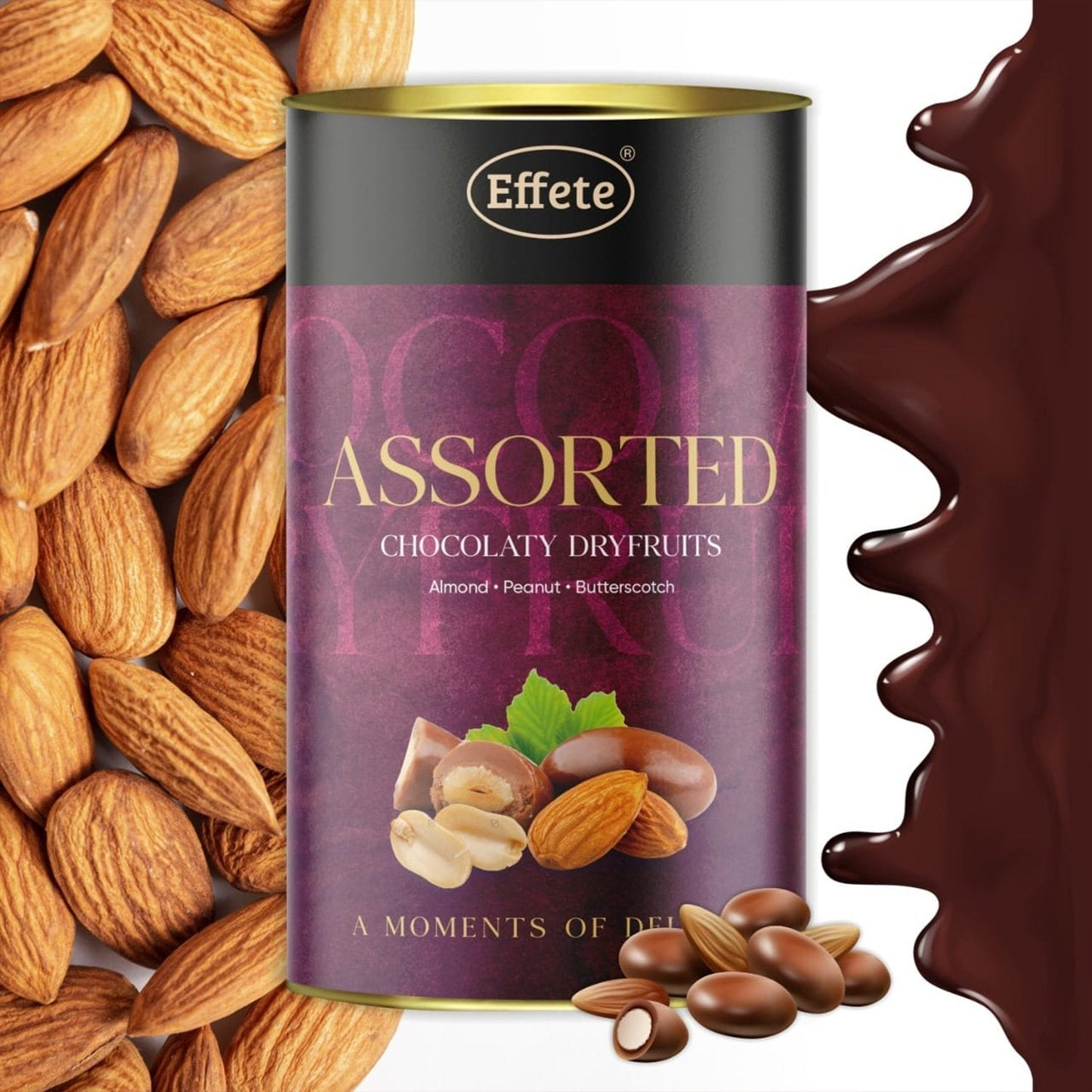 Effete Assorted Chocolate Dryfruits - Almonds, Peanut & Butterscotch Choklet(96 gm)