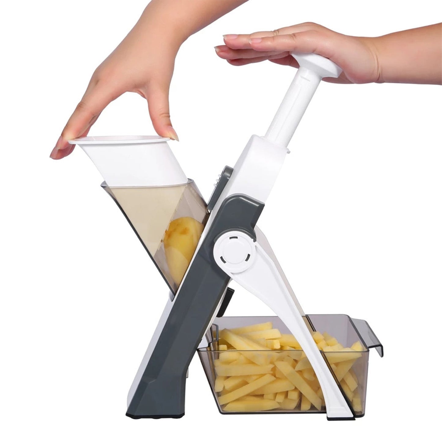 2803 Multi functional Time Saving Adjustable Hand Press Vegetables Chopper DeoDap