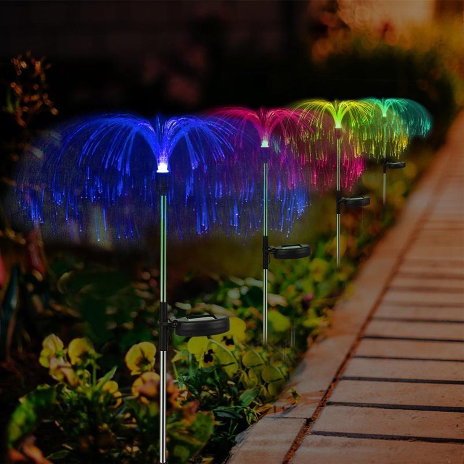 6616 2pcs Garden Solar Outdoor Lights Decorative , 7 Colors Changing RGB Light Waterproof Flower Jellyfish Firework Decor for Garden Patio Landscape Pathway Yard Holiday Decor DeoDap