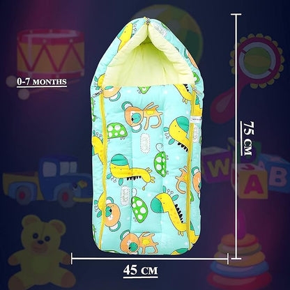 UK-0328 3 in 1 Baby Sleeping Bag & Carry Nest | Cotton Bedding Set for Infants & New Born Baby | Portable/Travel & Skin Friendly | 0-7 Months