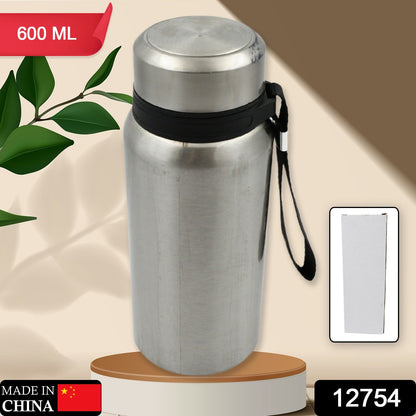 12754 Stainless Steel Water Bottle With Dori Easy to Carry Leak Proof, Rust Proof, Hot & Cold Drinks, Gym Sipper BPA Free Food Grade Quality, Steel fridge Bottle For office / Gym / School (600 Ml)