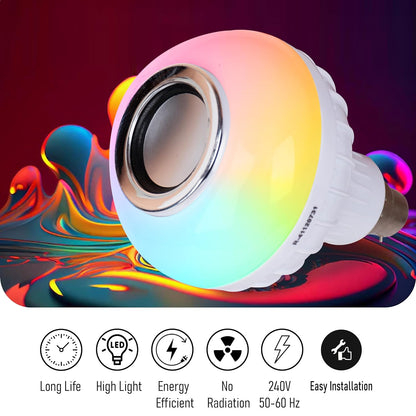 UK-0229 Wireless Light Bulb With Speaker | Bluetooth Enabled | Rgb Music Light | Colour Changing Remote Control Access| B22 Holder