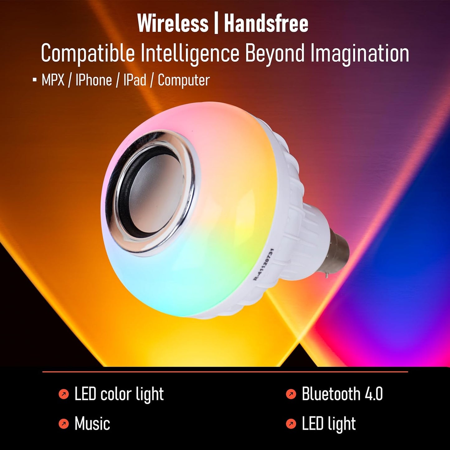 UK-0229 Wireless Light Bulb With Speaker | Bluetooth Enabled | Rgb Music Light | Colour Changing Remote Control Access| B22 Holder