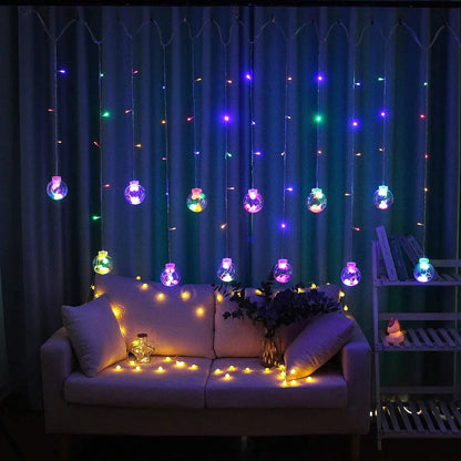 3391 12  Wish Balls Window Curtain String Lights with 8 Flashing Modes Decoration for Home Decoration, Diwali & Wedding LED Christmas Light Indoor and Outdoor Light ,Festival Decoration  (Plastic, Multicolor)