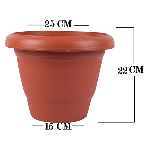 0822 Garden Heavy Plastic Planter Pot/Gamla  (Brown, Pack of 1) DeoDap