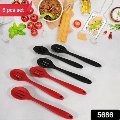 Multipurpose Silicone Spoon, Silicone Basting Spoon Non-Stick Kitchen Utensils Household Gadgets Heat-Resistant Non Stick Spoons Kitchen Cookware Items For Cooking and Baking (6 Pcs Set)