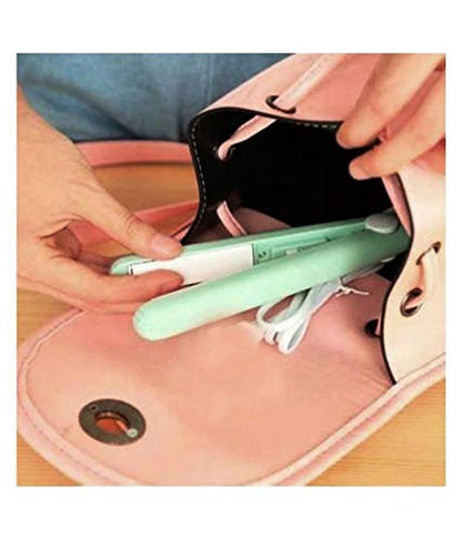 1215 Mini Portable Electronic Hair Straightener and Curler DeoDap