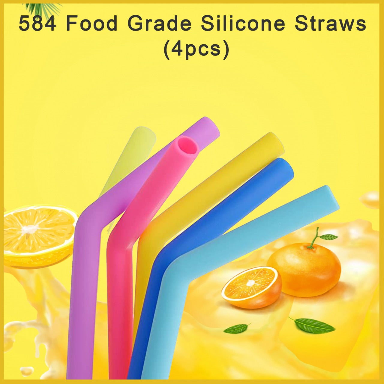 584 Food Grade Silicone Straws (4pcs) DeoDap