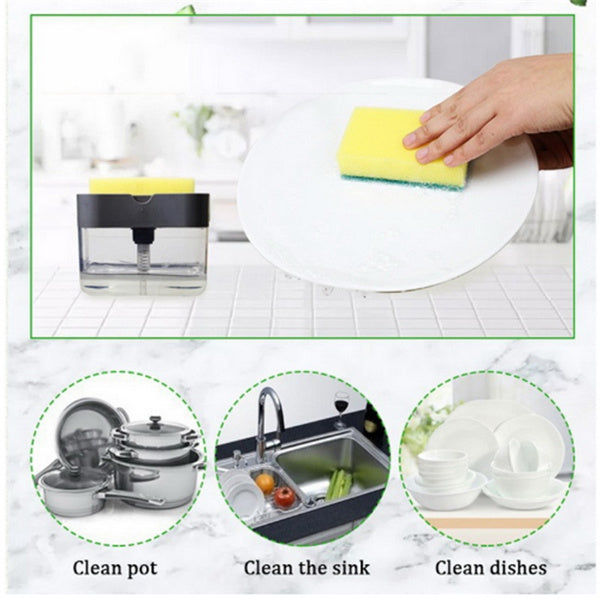 1264 2-in-1 Liquid Soap Dispenser on Countertop with Sponge Holder DeoDap