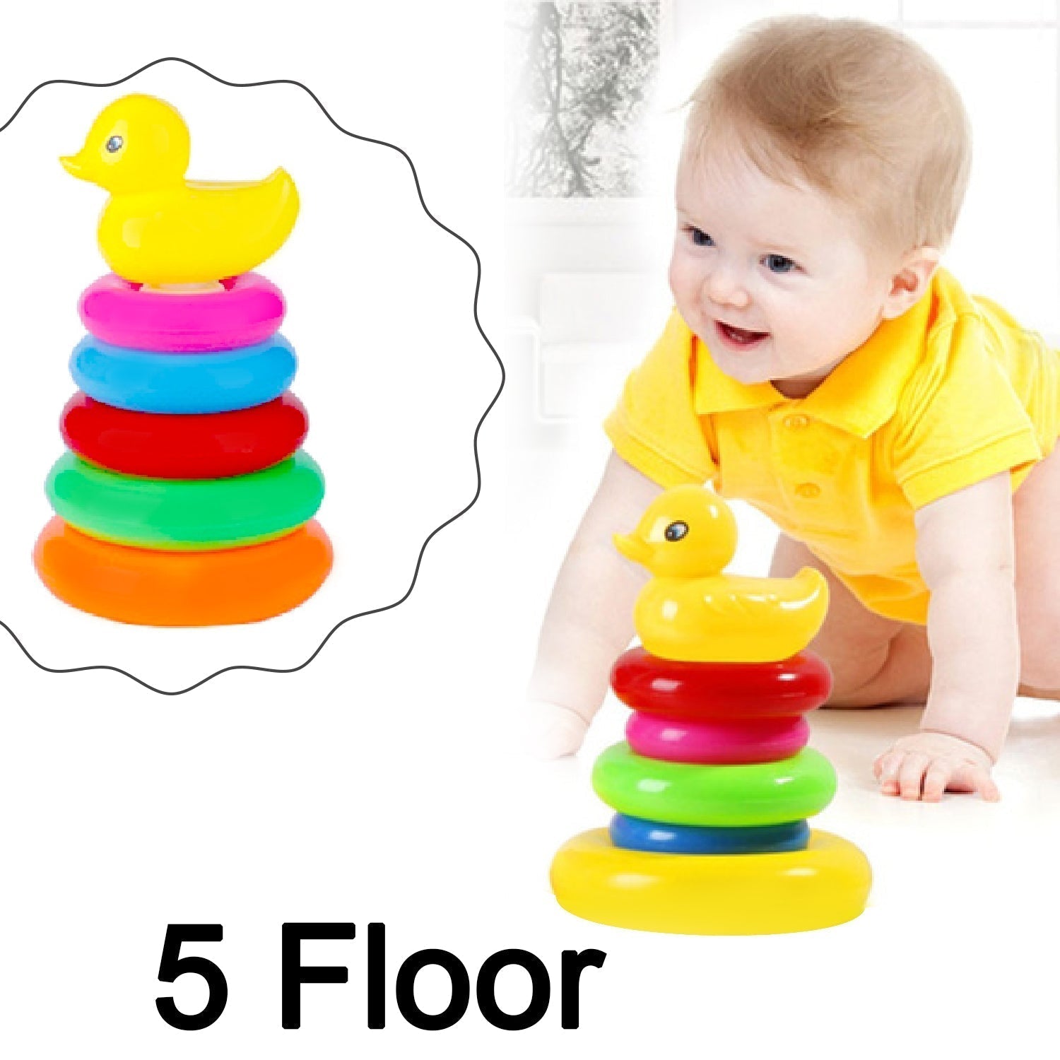 4626 Plastic Baby Kids Teddy Stacking Ring Jumbo Stack Up Educational Toy DeoDap