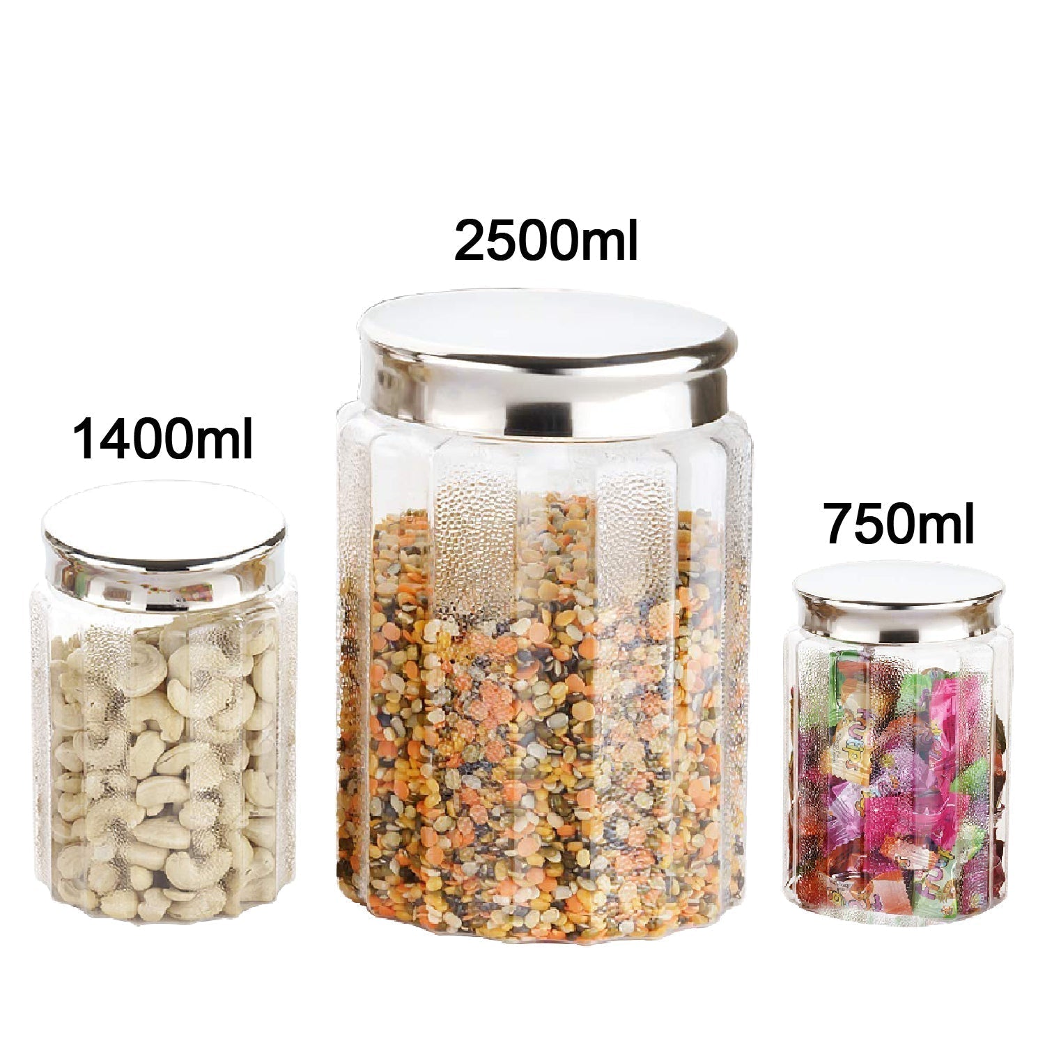 2456 jar Container Coming with Metal Air Tight and Rust Proof Cap (Set of 3) DeoDap