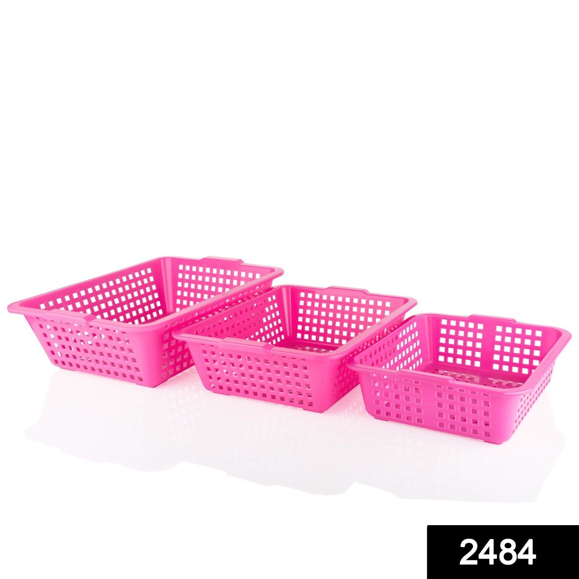 2484 Plastic Multiple Size Cane Fruit Baskets (3 Size Large, Medium, Small) DeoDap