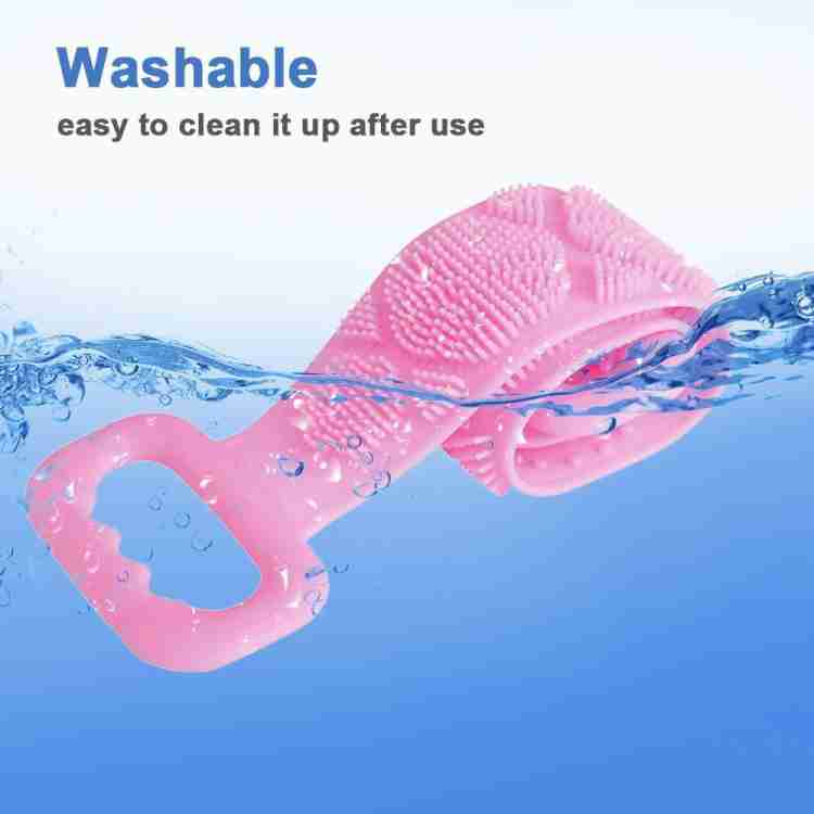 1302 Silicone Body Back Scrubber Double Side Bathing Brush for Skin Deep Cleaning DeoDap