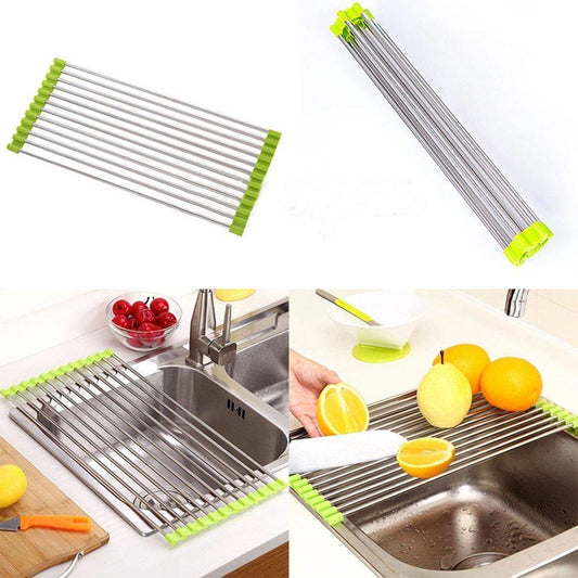 2064A FOLDABLE DRAIN RACK KITCHEN SINK ROLL UP DISH DRYING RACK PORTABLE DISH RACK DeoDap