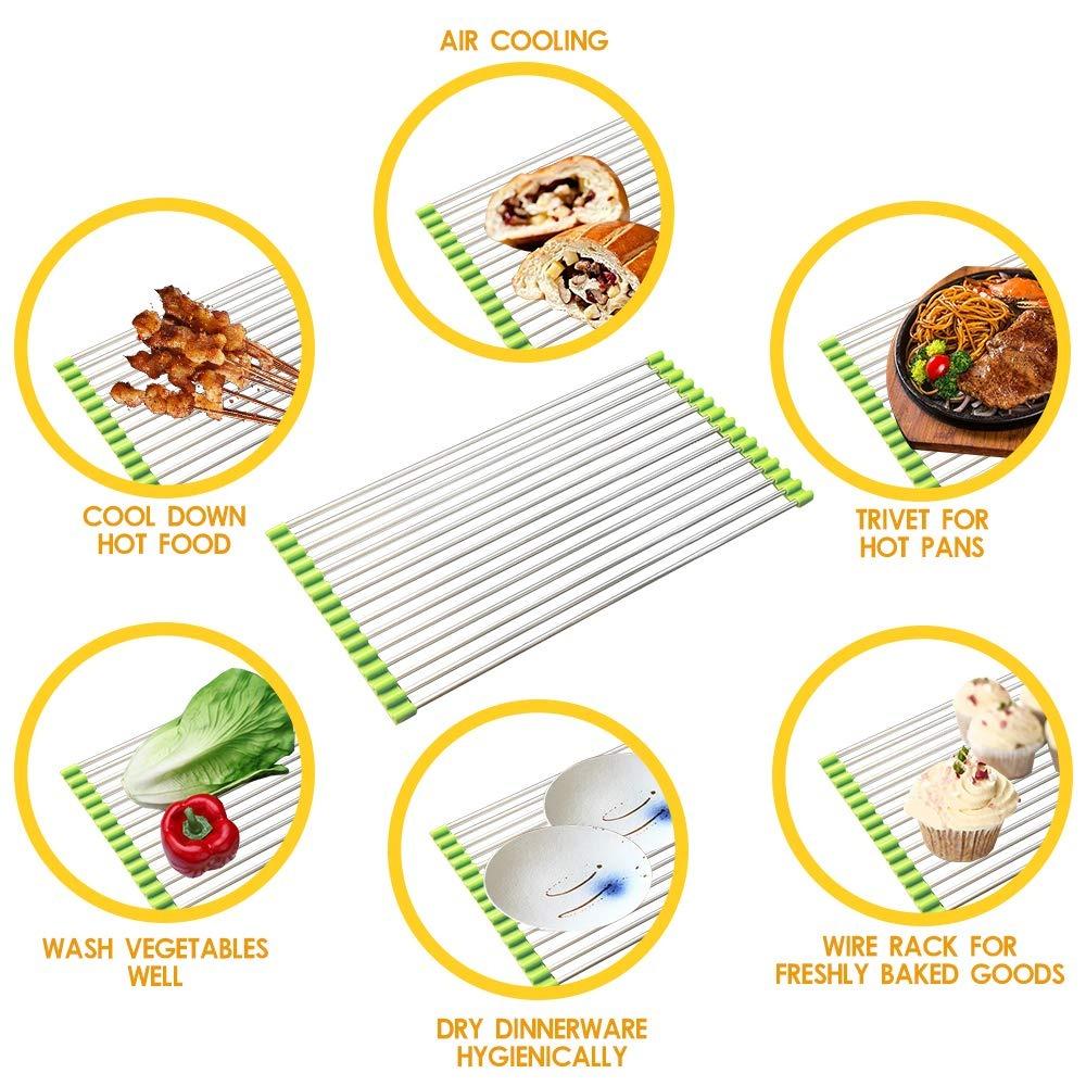 2064A FOLDABLE DRAIN RACK KITCHEN SINK ROLL UP DISH DRYING RACK PORTABLE DISH RACK DeoDap