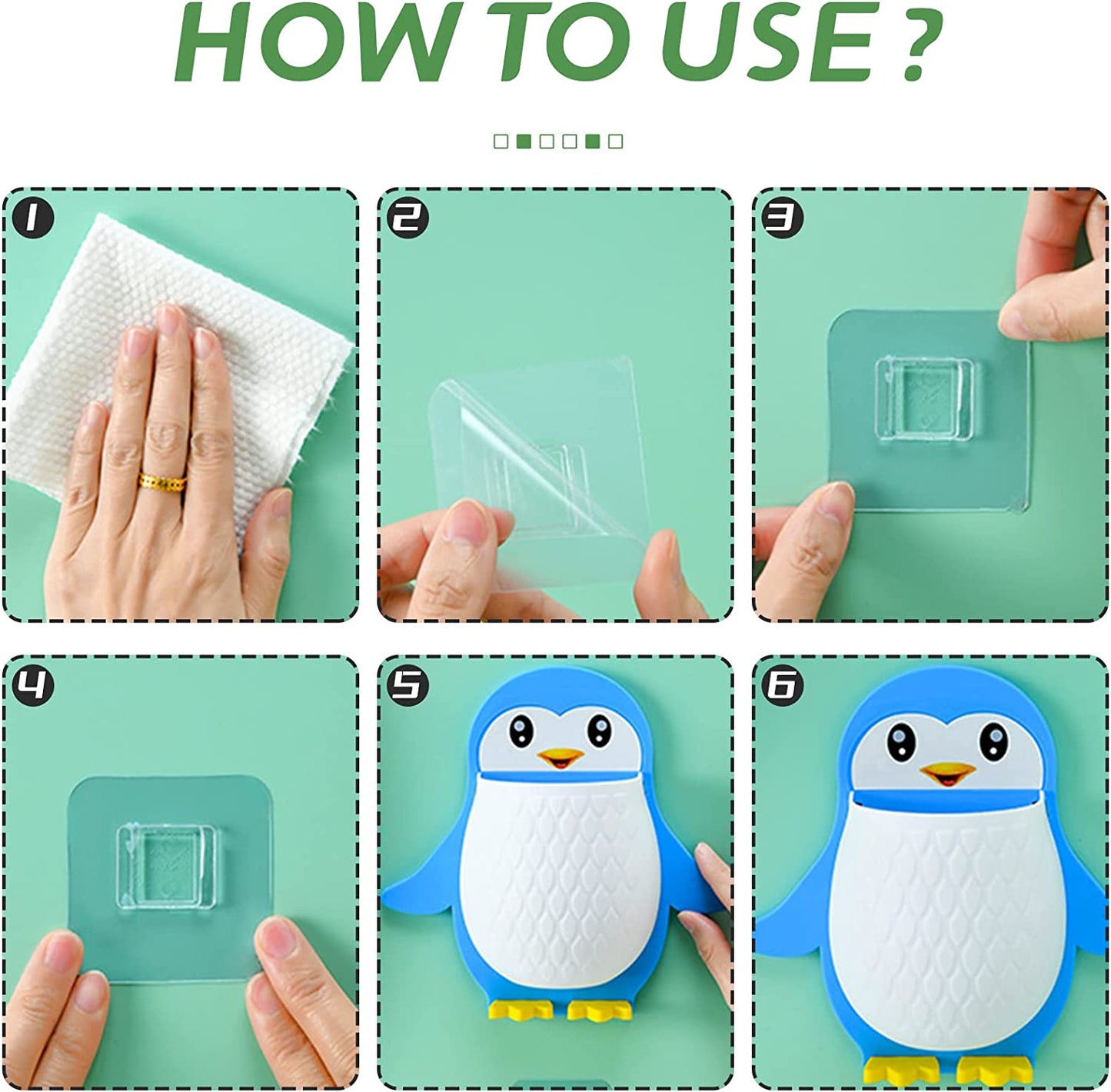 UK-0094 Penguin Design Holder for Toothpaste and Also Holder for Stationery Items Plastic Toothbrush Holder  (Multicolor, Wall Mount)