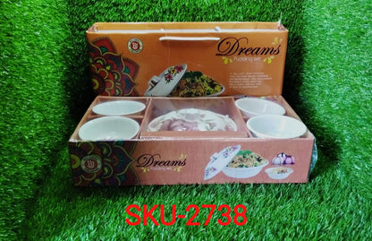 2738 5 Pc Pudding Set used as a cutlery set for serving food purposes and sweet dishes and all in all kinds of household and official places etc. DeoDap