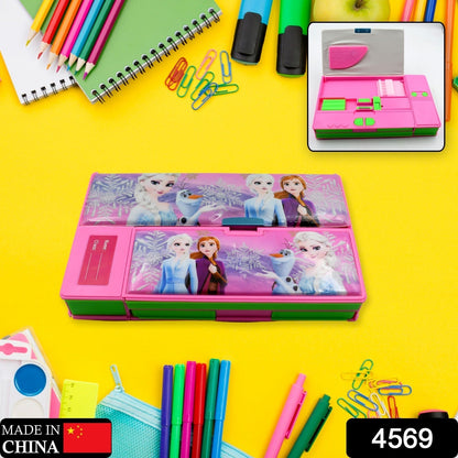 4569 Multi Purpose Gadget Jumbo Pencil Box Compass With Calculator Jumbo 2 Side Slot Geometry Box Compass Use School , Traveling & Studio