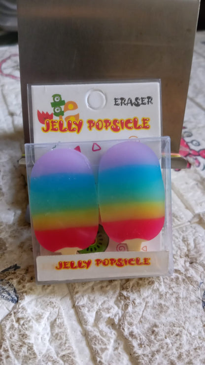 17523 Jelly Popsicle Shape Fancy & Stylish Erasers, Mini Eraser Creative Cute Novelty Eraser for Children Eraser Set for Return Gift, Birthday Party, School Prize (2 Pc Set)