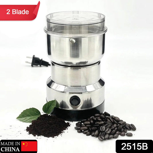 2515B Multi-Functional Electric Stainless Steel Herbs Spices Nuts Grain Grinder with Stainless Steel Bowl, Portable Coffee Bean Seasonings Spices Mill Powder Machine Grinder Machine for Home and Office