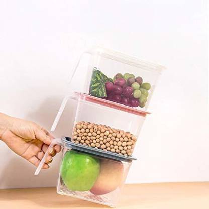 2454 Air Tight Unbreakable Big Size 1100 ml Square Shape Kitchen Storage Container (Set of 6) DeoDap